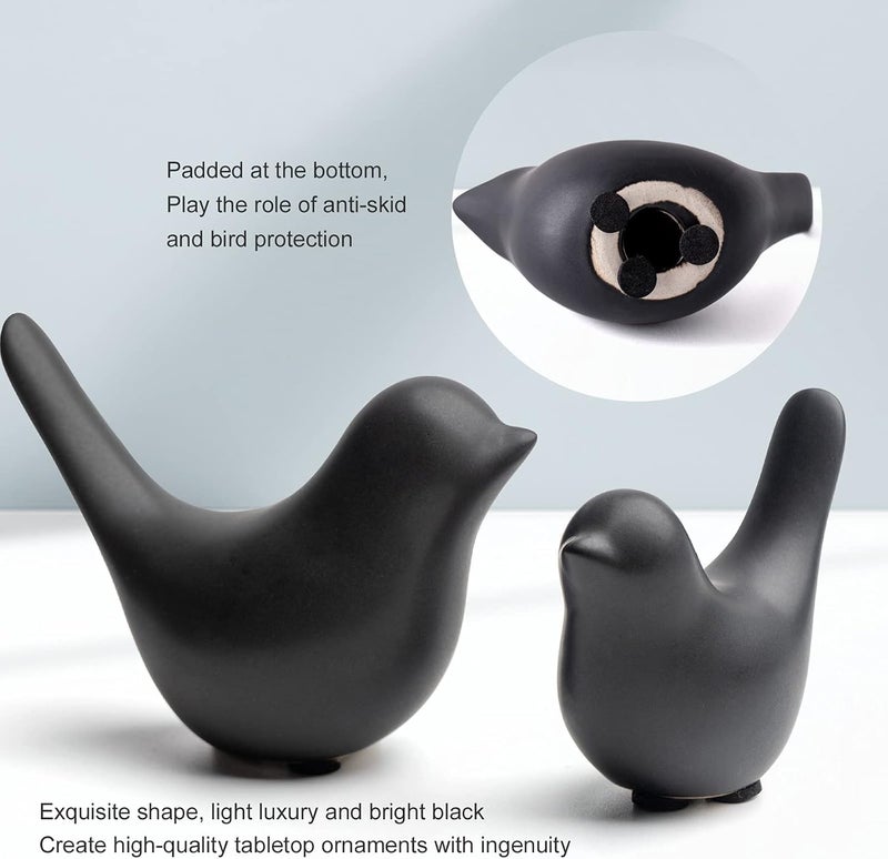 Notakia Small Birds Statues Home Decor Modern Style Decorative Ornaments for Living Room Decor, Bedroom, Office Desktop, Cabinets (Black 2Pcs Birds) - Image 2